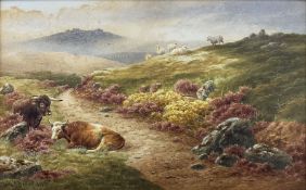 Charles Edward Brittan Jnr (British 1870-1949): Cattle and Sheep Resting in a Moorland Landscape