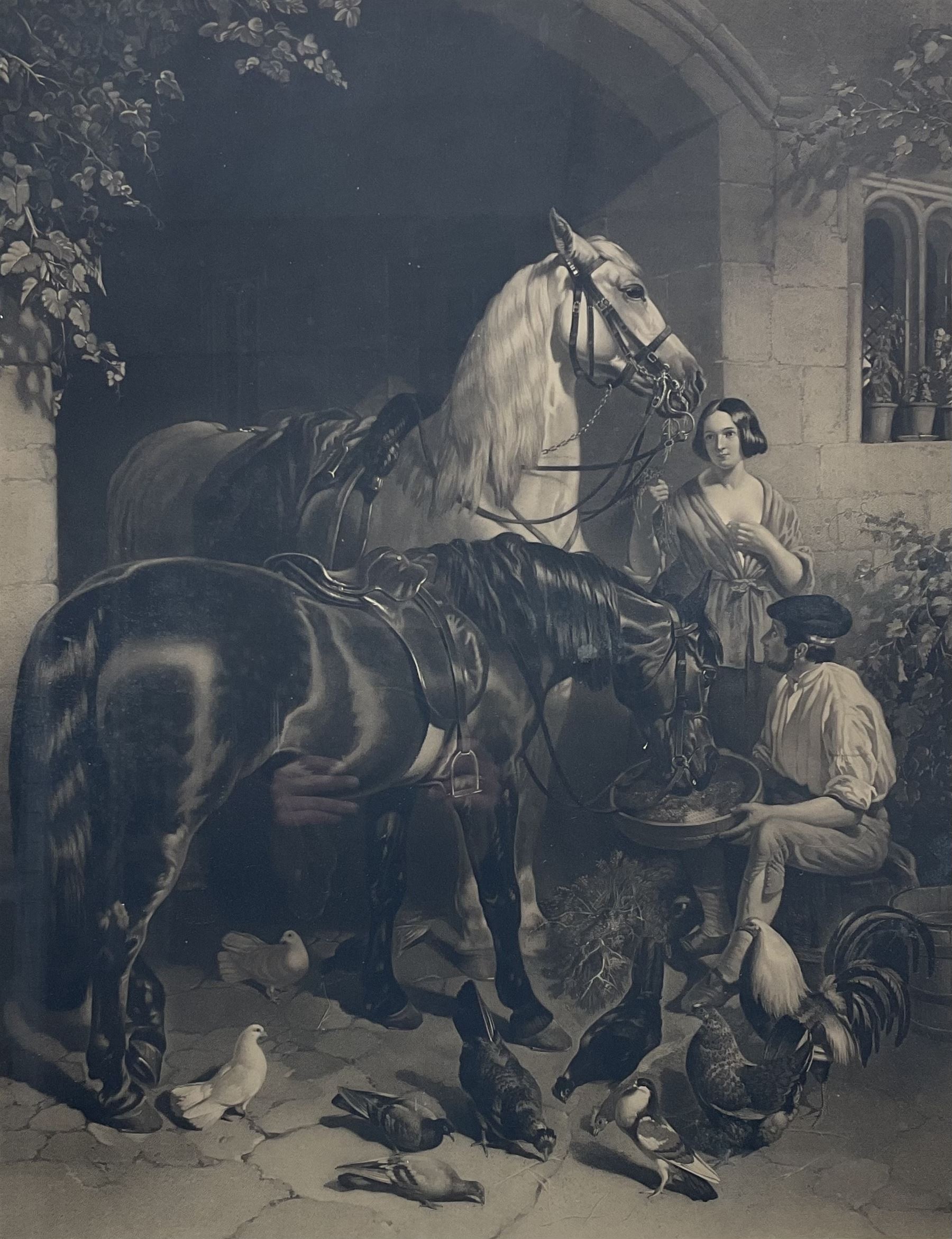 After John Frederick Herring (British 1795-1865): 'Feeding the Horse'