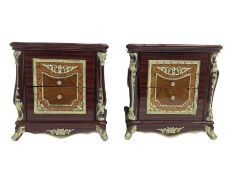 Pair Rococo style wood finish bedside chests