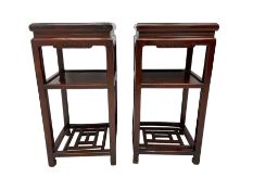 Pair Chinese lacquered hardwood stands