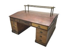 Large late 19th century mahogany double partners or banking desk