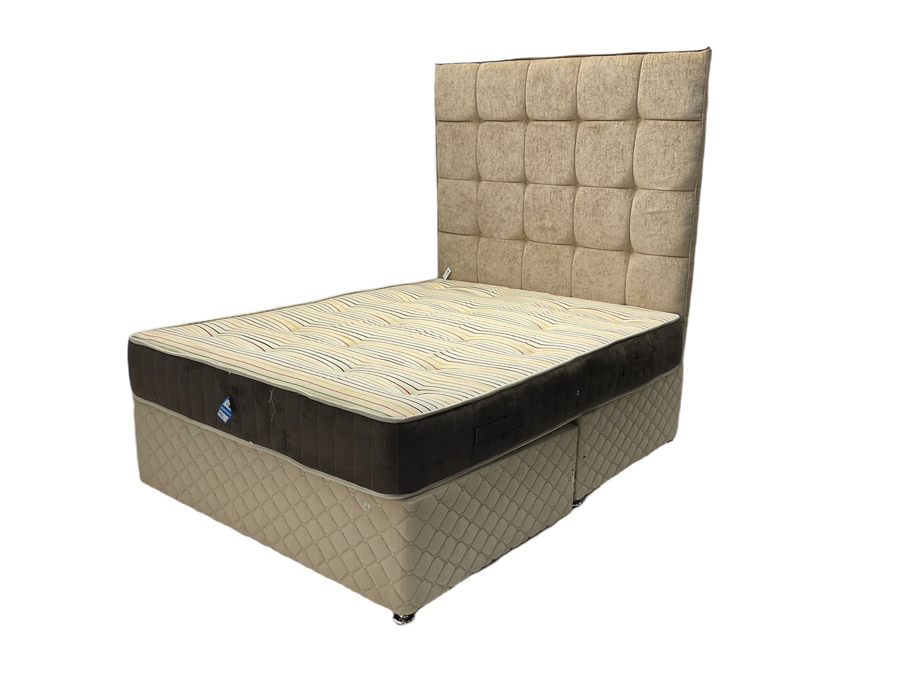 5' Kingsize divan bed with mattress and headboard - Image 2 of 4