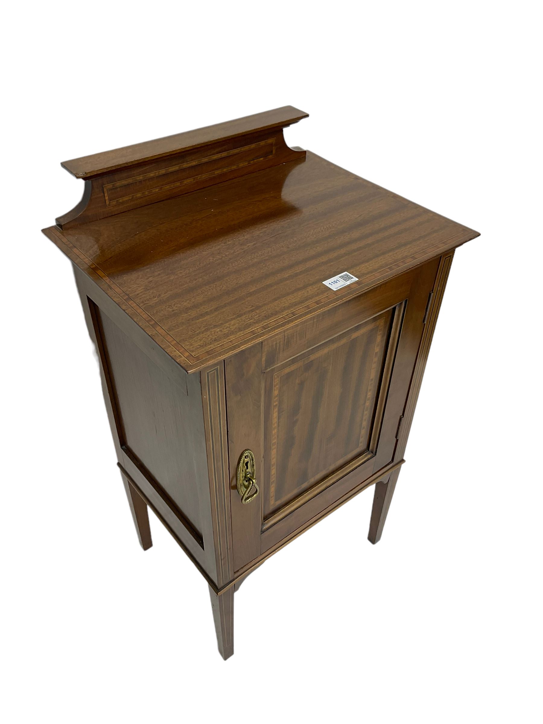 Small Edwardian inlaid mahogany bedside cabinet - Image 6 of 6