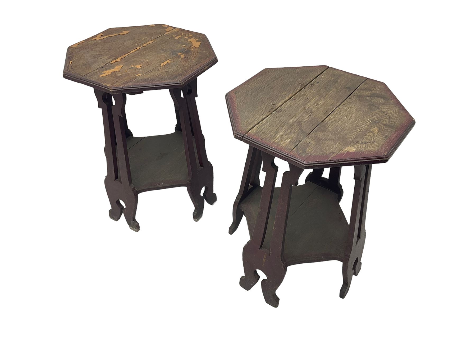 Pair Arts & Crafts period side tables - Image 3 of 5