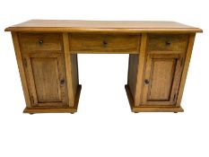 Hardwood twin pedestal desk