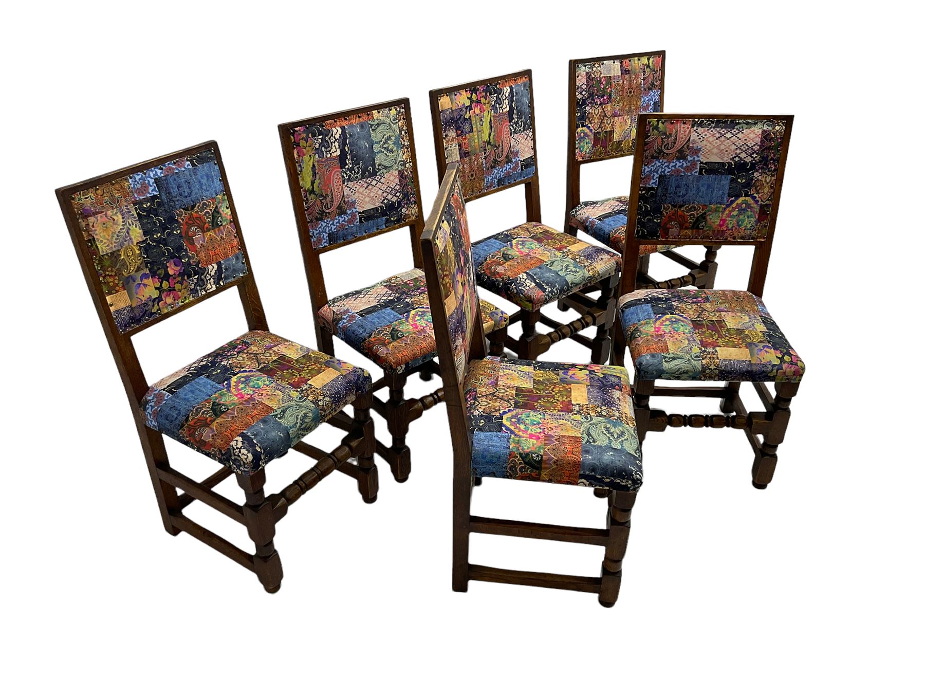 Set six oak high back dining chairs - Image 6 of 6