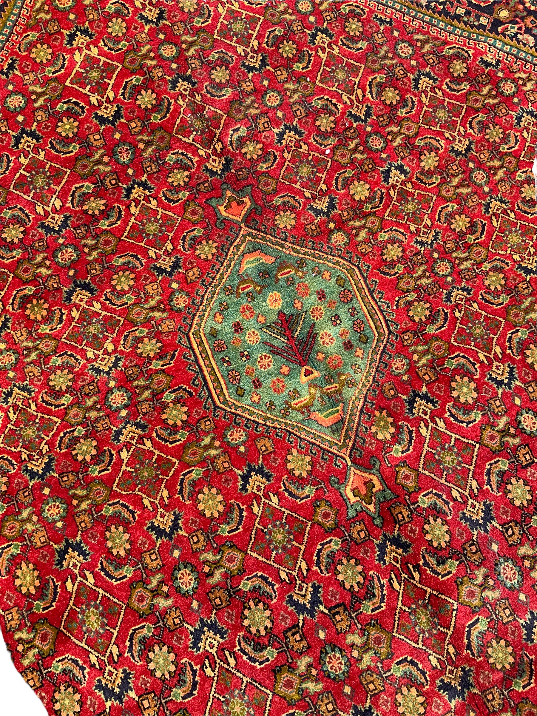Persian Bijar red and blue ground rug - Image 4 of 6
