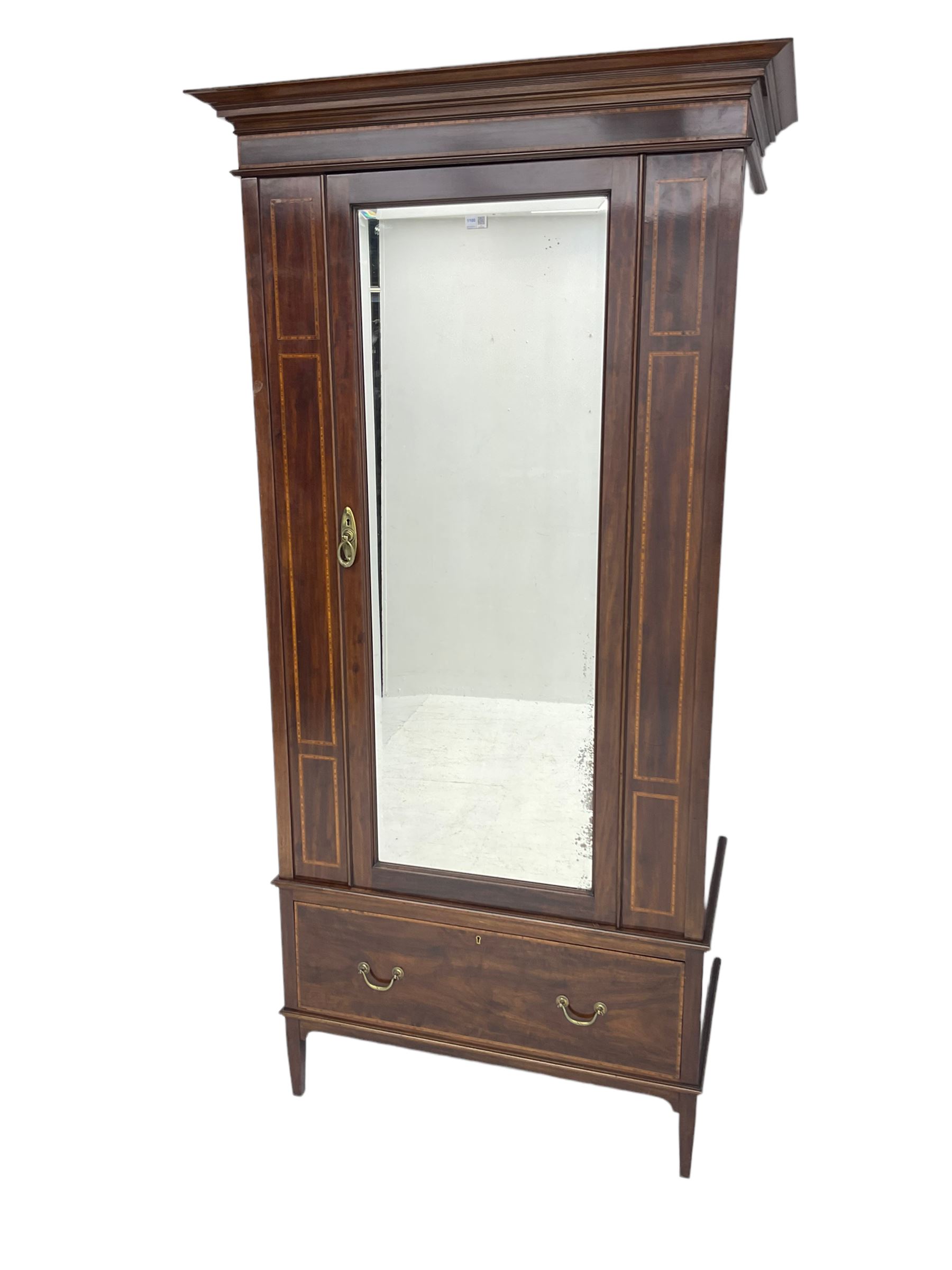 Edwardian inlaid mahogany wardrobe - Image 3 of 5