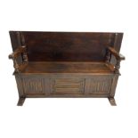 Jacobean design oak Monks bench