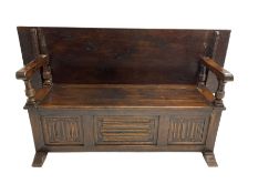 Jacobean design oak Monks bench