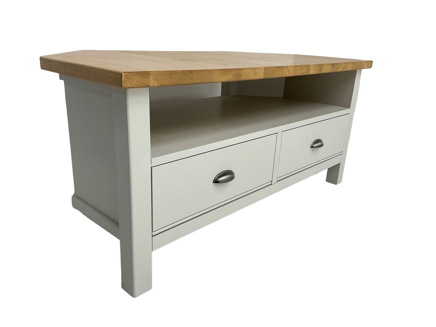 Marks & Spencer - grey finish corner television stand with oak finish top - Image 2 of 6