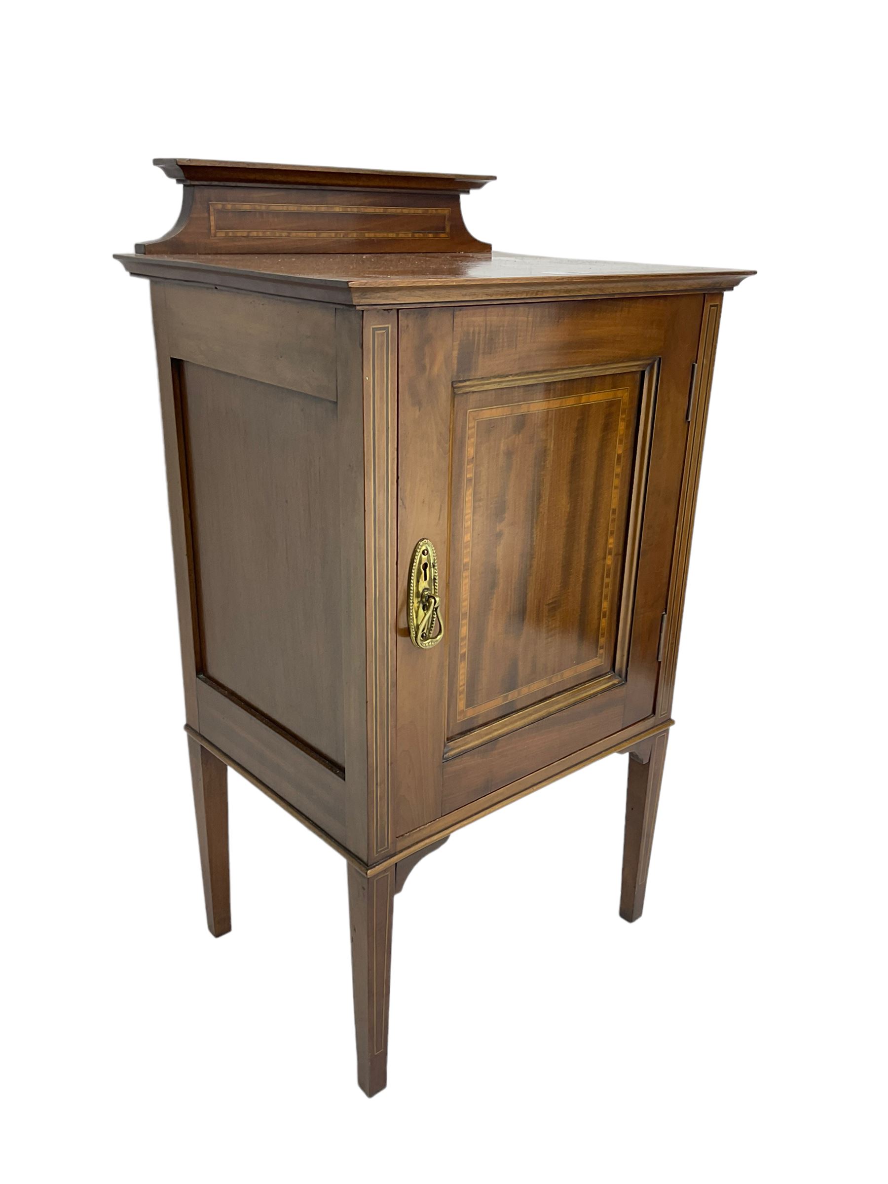 Small Edwardian inlaid mahogany bedside cabinet - Image 2 of 6