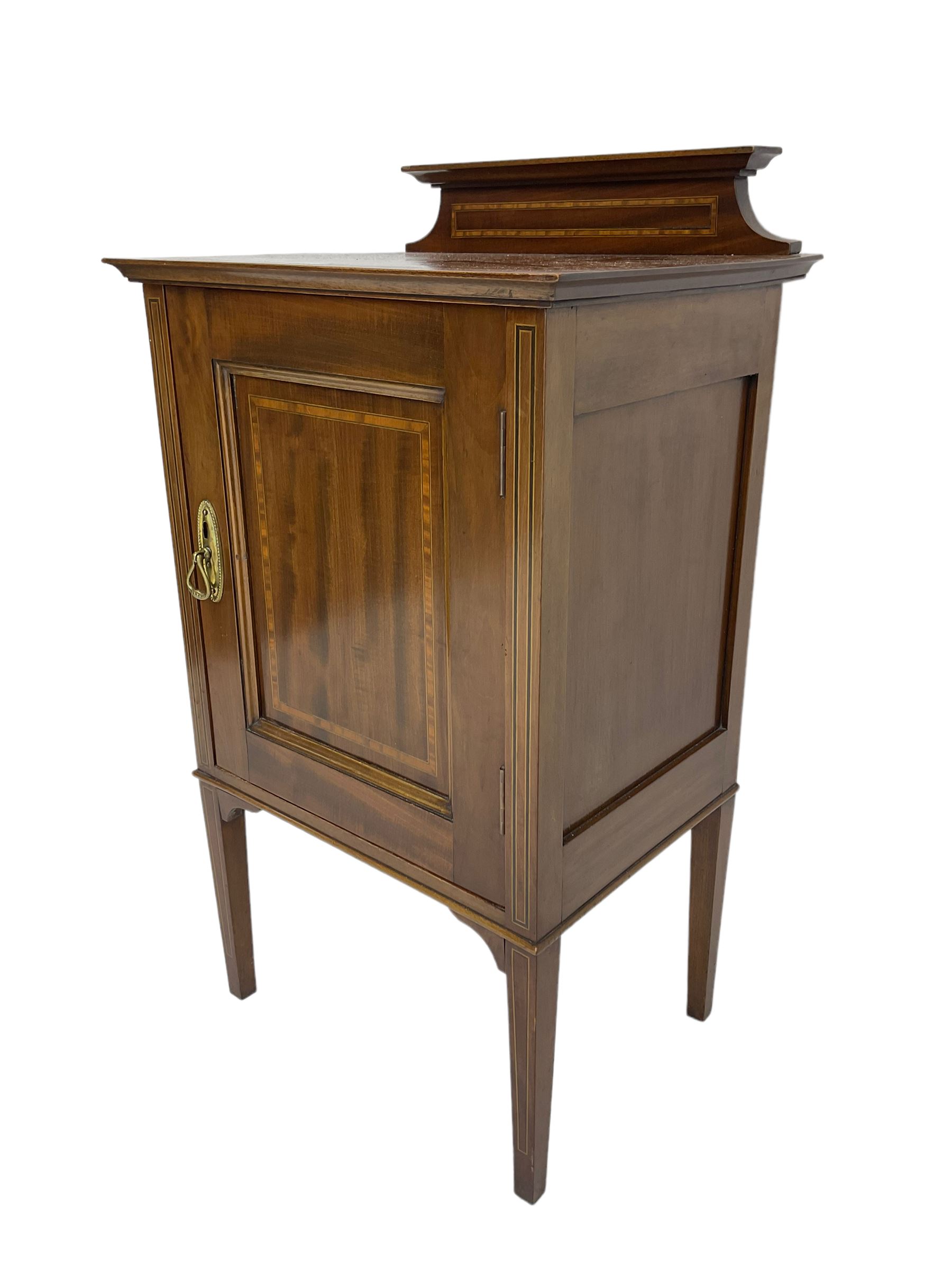 Small Edwardian inlaid mahogany bedside cabinet - Image 3 of 6