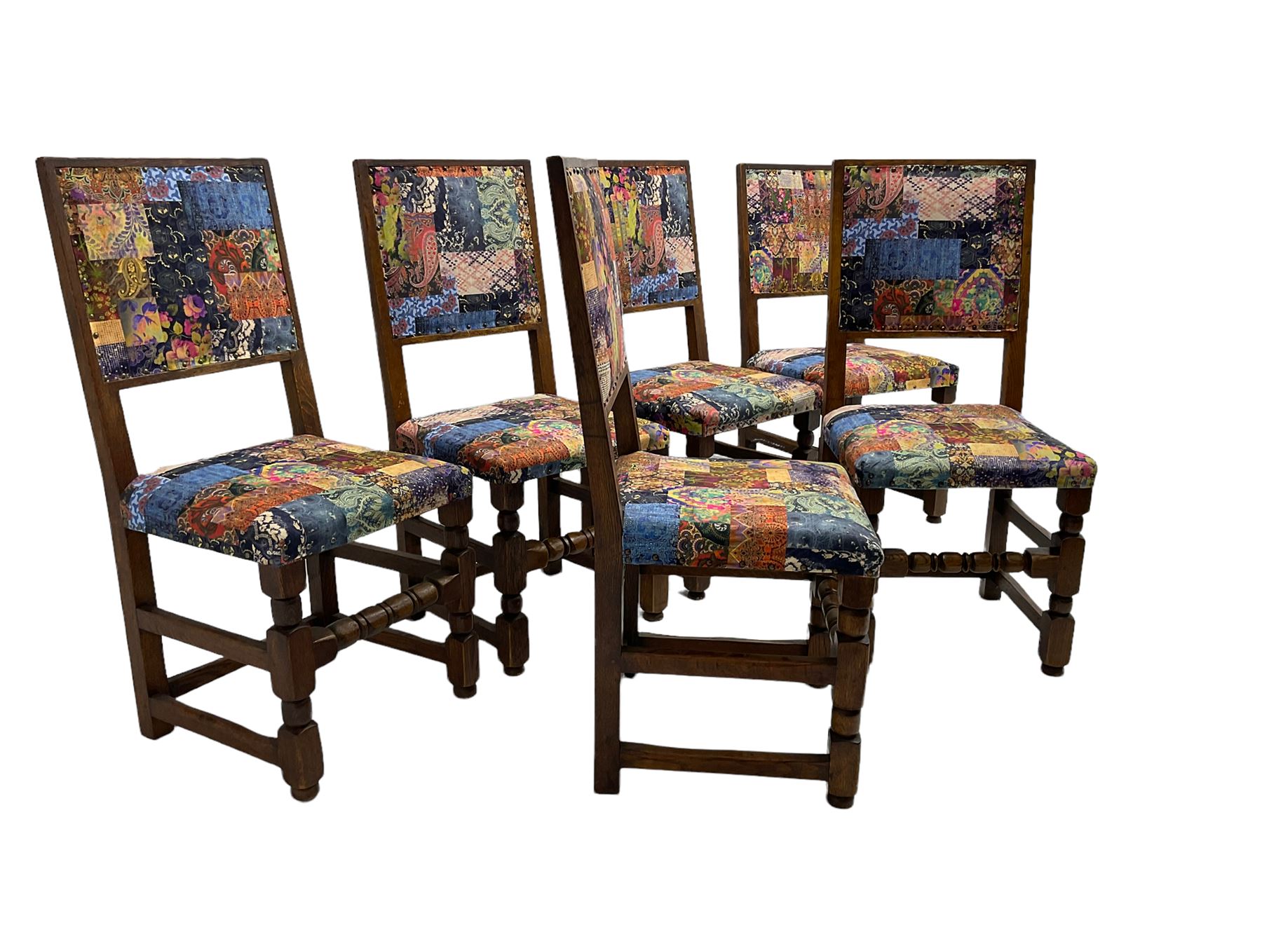 Set six oak high back dining chairs - Image 5 of 6