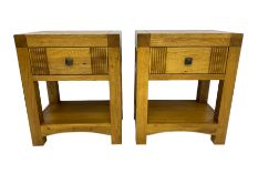 Pair oak bedsides or lamp tables