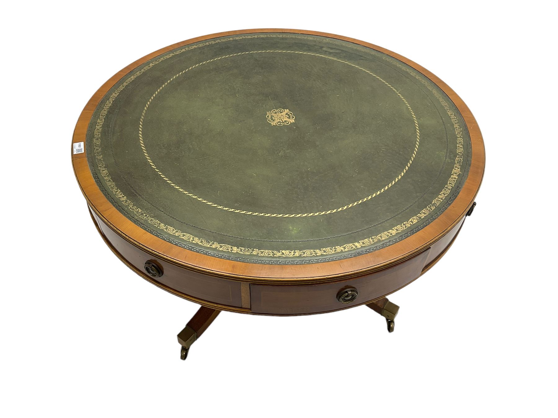 Georgian style yew wood drum table - Image 2 of 4