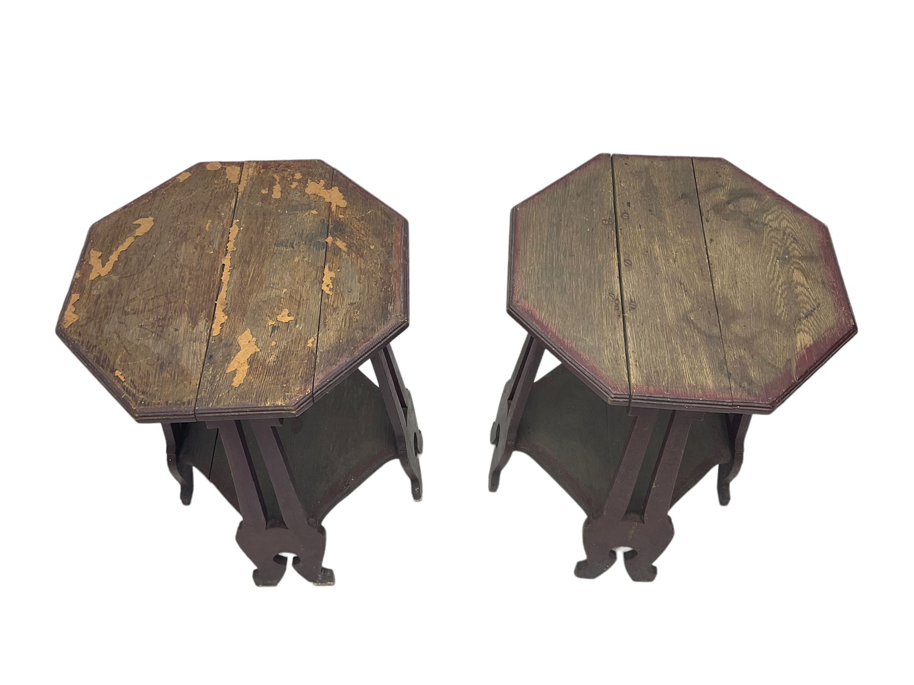 Pair Arts & Crafts period side tables - Image 2 of 5