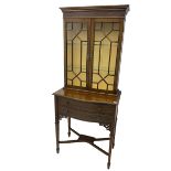 Early 20th century mahogany display cabinet on stand