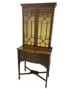 Early 20th century mahogany display cabinet on stand