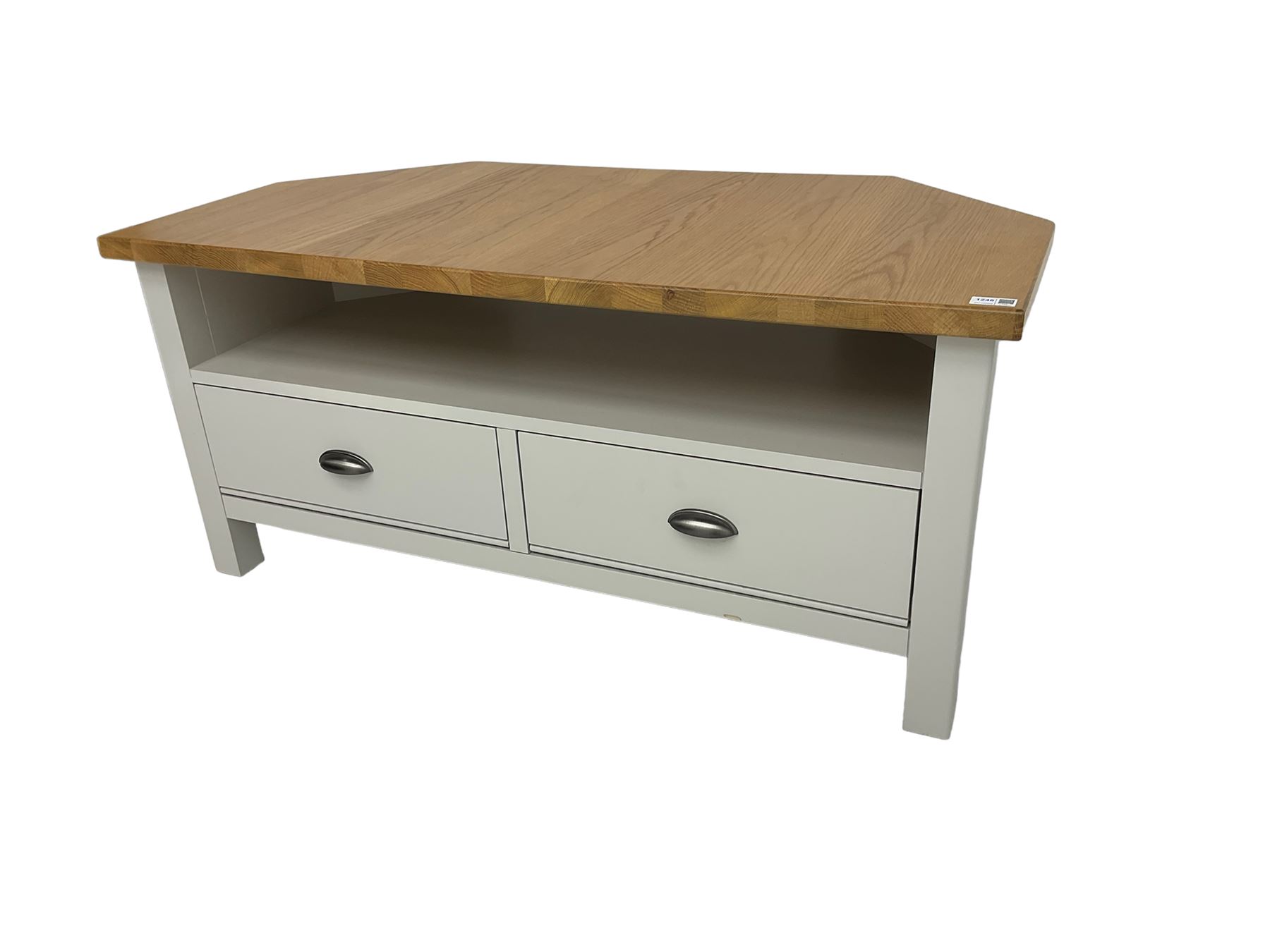 Marks & Spencer - grey finish corner television stand with oak finish top - Image 4 of 6