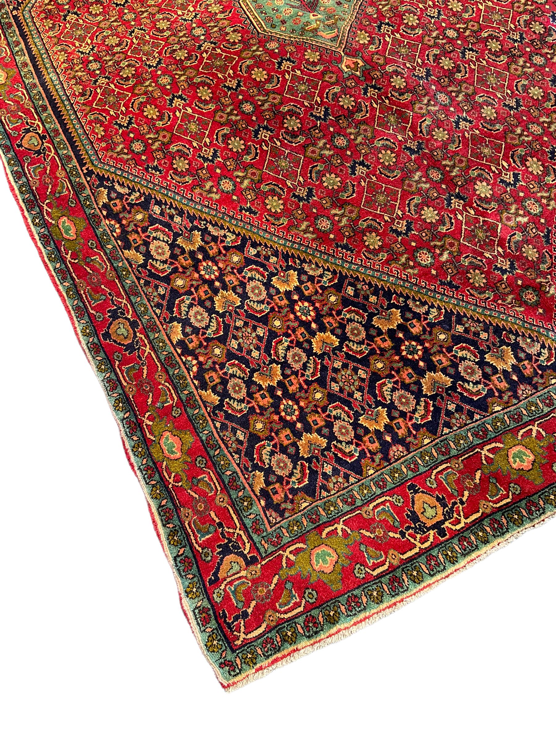 Persian Bijar red and blue ground rug - Image 2 of 6