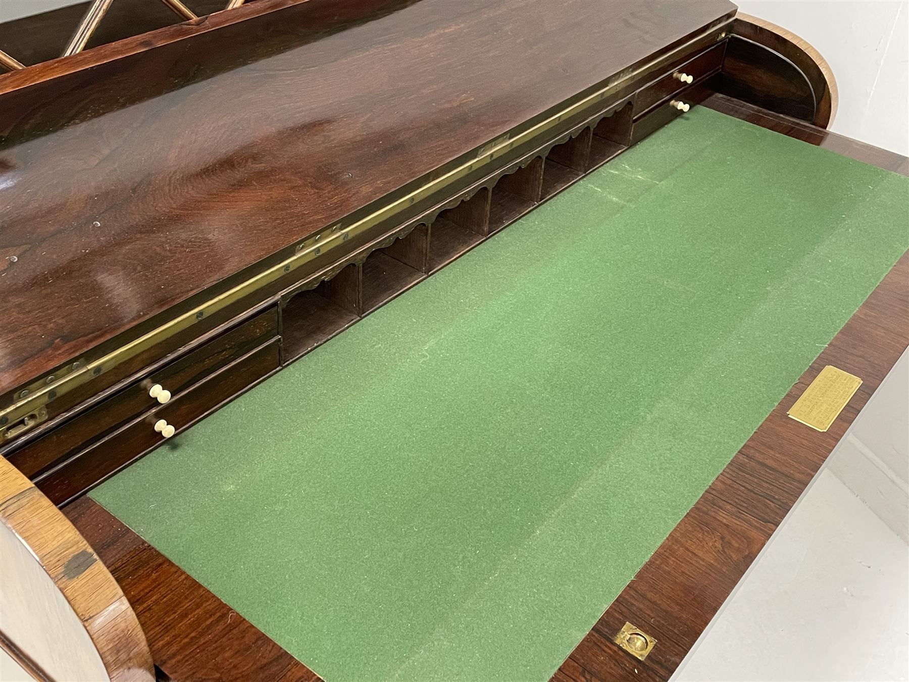 Early to mid-20th century rosewood and mahogany piano top secretaire bookcase - Image 3 of 5