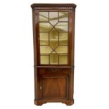 George III mahogany floor standing corner display cabinet