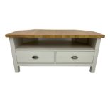 Marks & Spencer - grey finish corner television stand with oak finish top