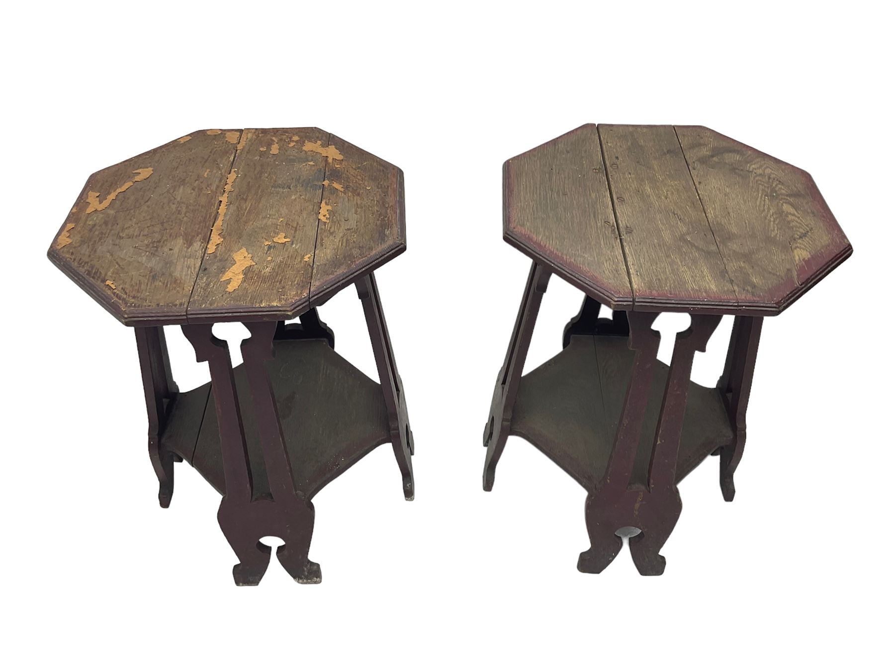 Pair Arts & Crafts period side tables - Image 5 of 5