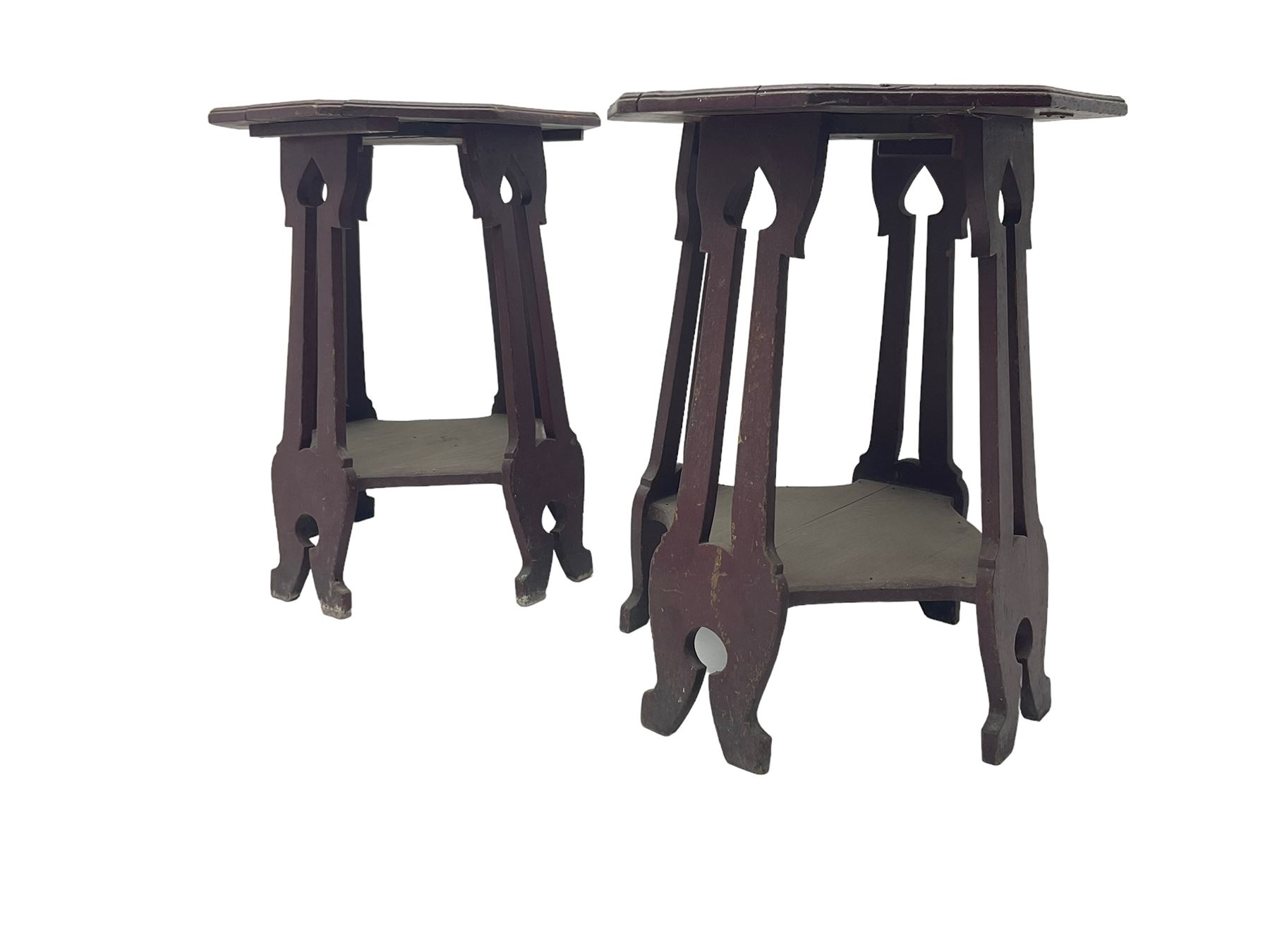 Pair Arts & Crafts period side tables - Image 4 of 5