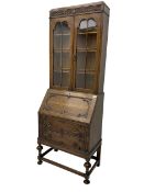 Early to mid-20th century oak bureau bookcase