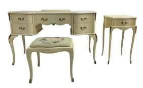 French style cream finish serpentine dressing table