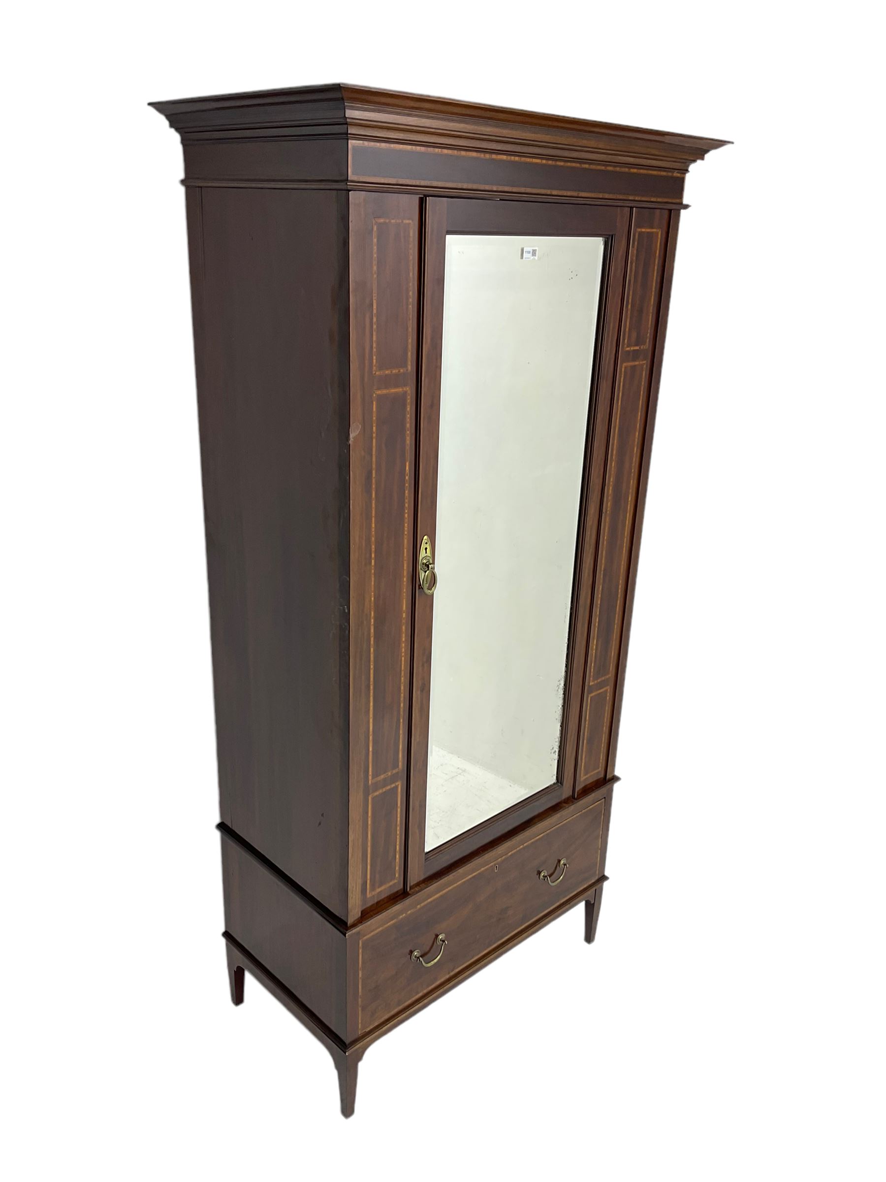 Edwardian inlaid mahogany wardrobe - Image 4 of 5