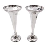 Pair of early 20th century silver trumpet vases