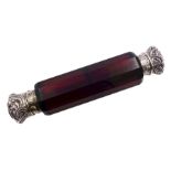 Victorian double ended ruby glass scent bottle