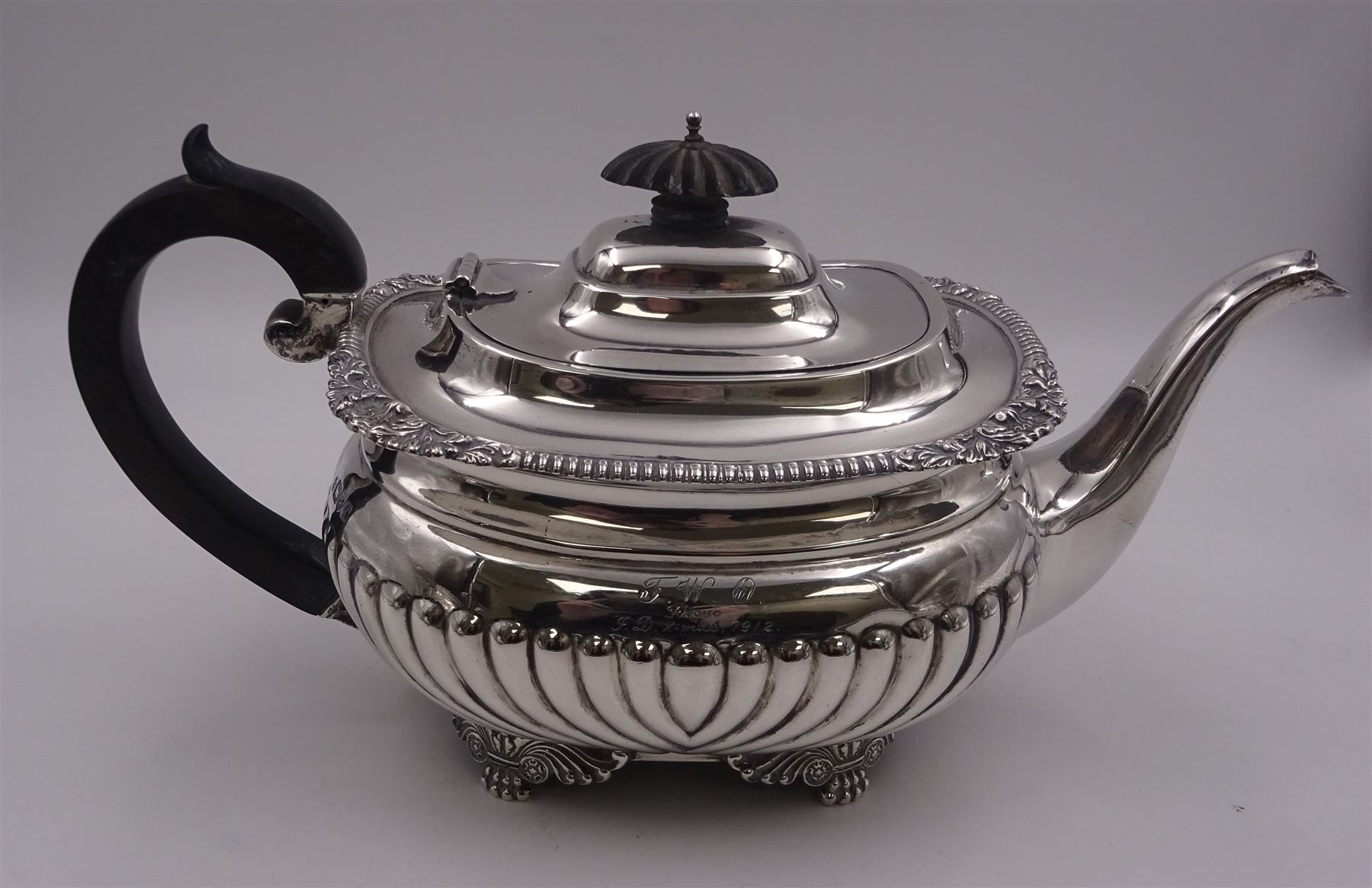 Early 20th century silver three piece tea service - Image 5 of 7