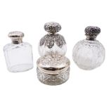 Late Victorian silver mounted glass scent bottle