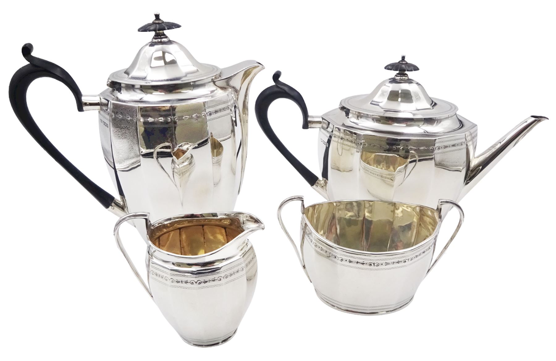 1920's silver four piece tea service