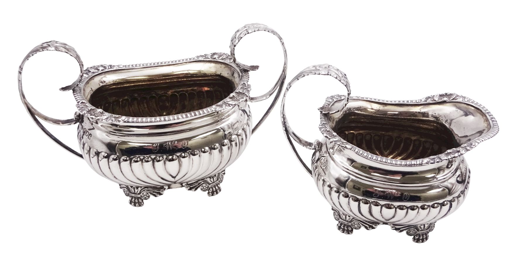 Early 20th century silver three piece tea service - Image 3 of 7