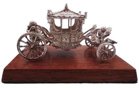 Modern silver miniature model of the coronation carriage