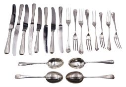 Mid 20th century silver rat tail pattern flatware for four place settings