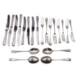 Mid 20th century silver rat tail pattern flatware for four place settings