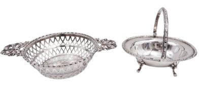 Two early 20th century silver bon bon dishes