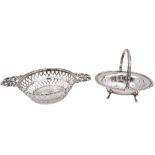Two early 20th century silver bon bon dishes