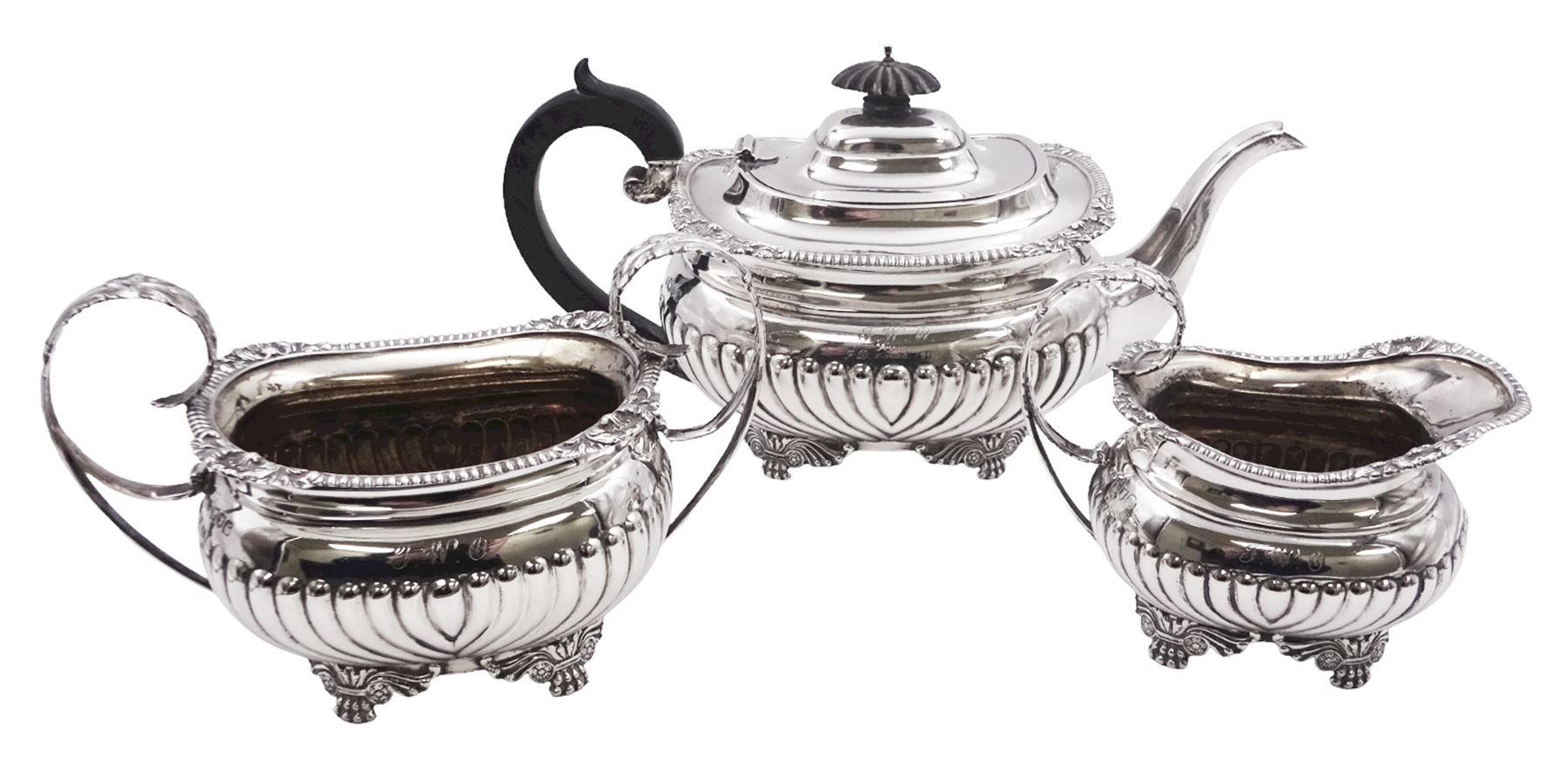 Early 20th century silver three piece tea service