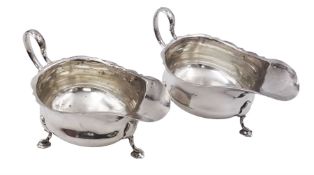 Pair of early 20th century silver sauce boats