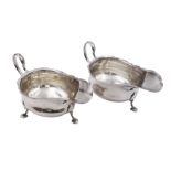 Pair of early 20th century silver sauce boats