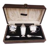 Mid 20th century silver three piece cruet set