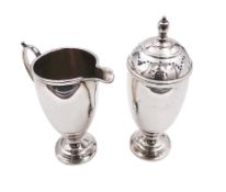 1930's silver sugar sifter and cream jug