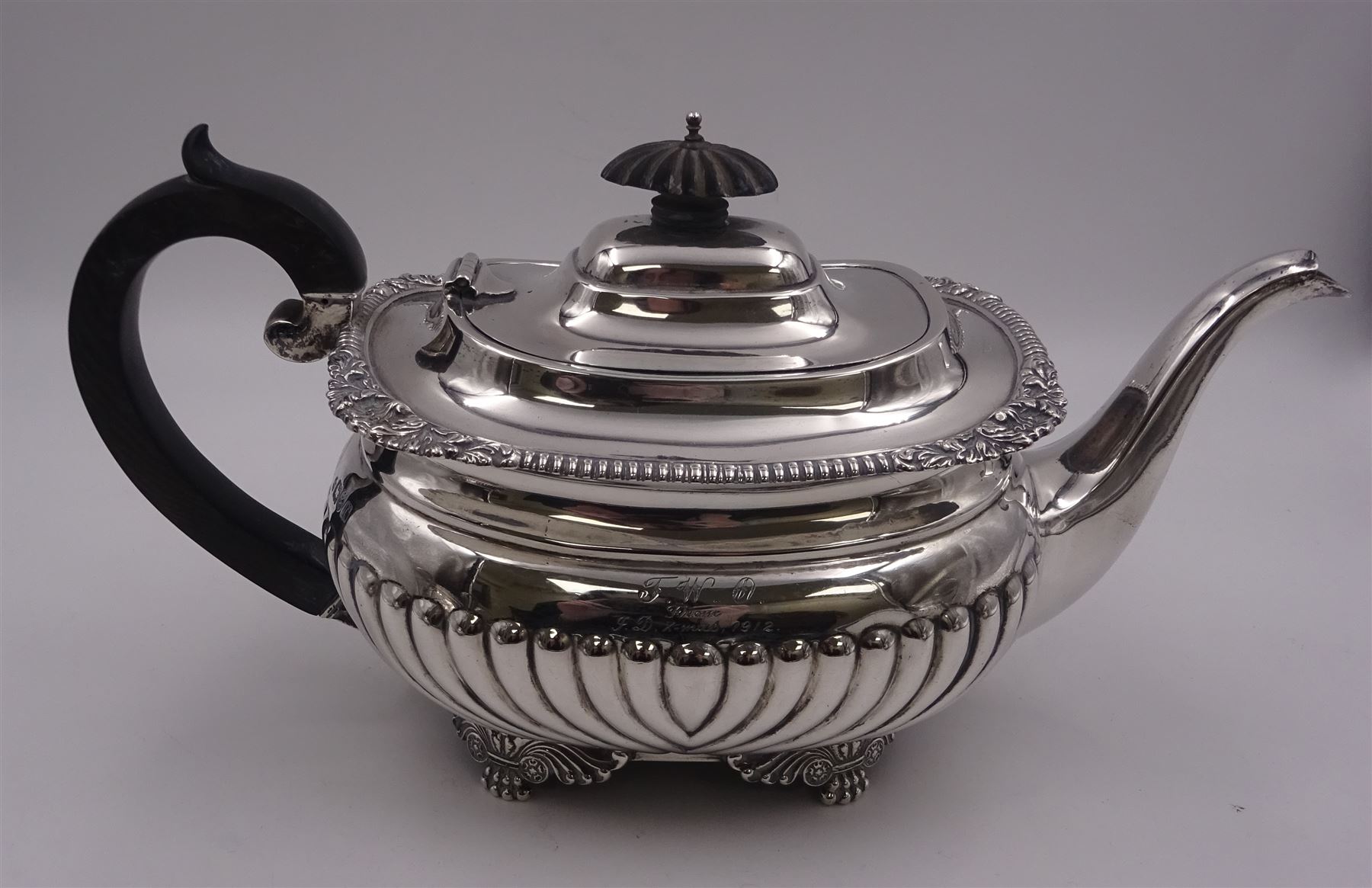 Early 20th century silver three piece tea service - Image 2 of 7